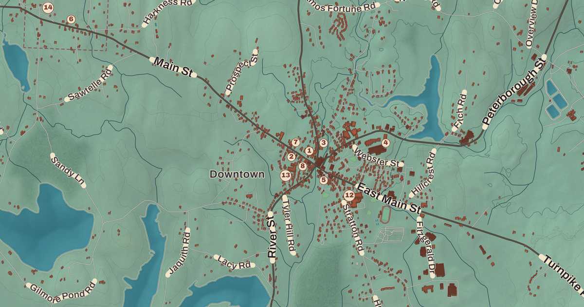 Beautifully Detailed Map of Jaffrey, New Hampshire