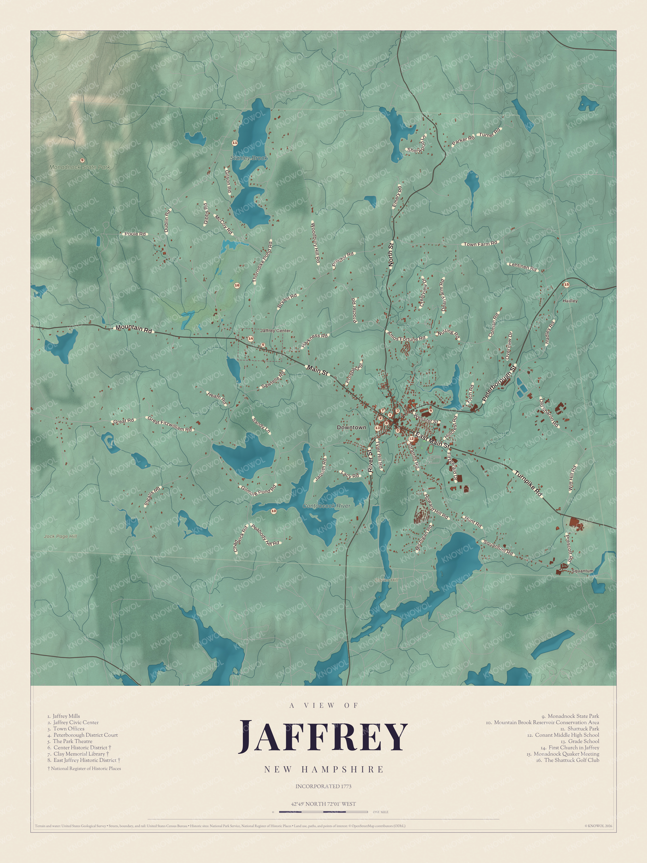 Map of Jaffrey, New Hampshire
