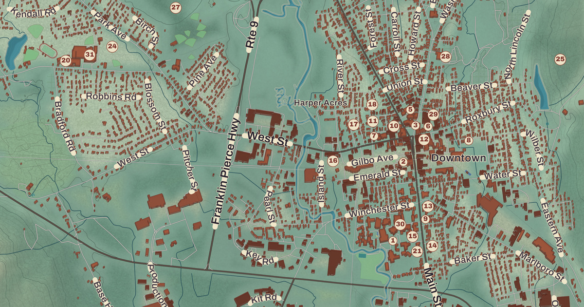 Beautifully Detailed Map of Keene, New Hampshire