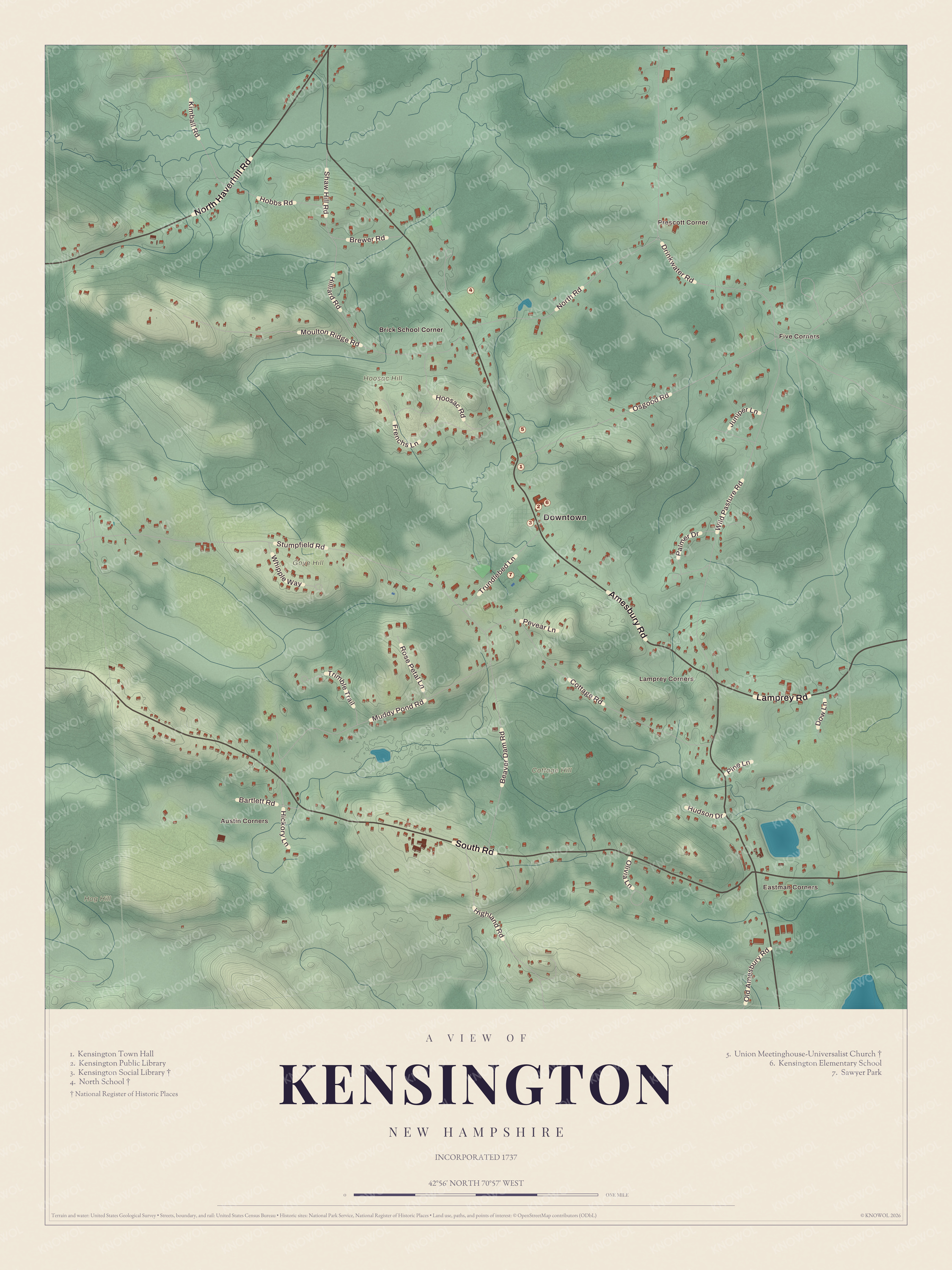 Map of Kensington, New Hampshire
