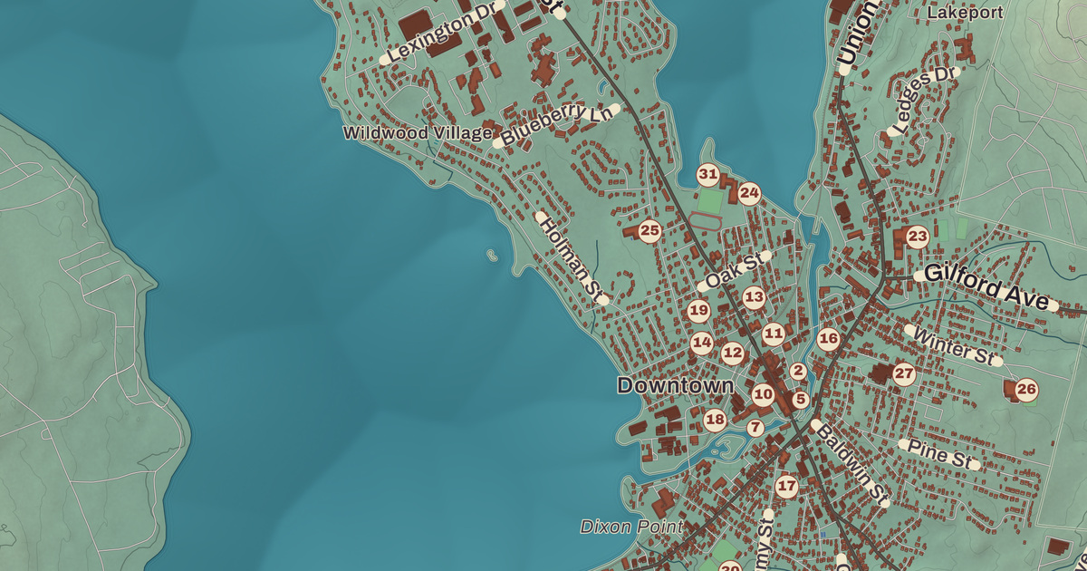 Beautifully Detailed Map of Laconia, New Hampshire
