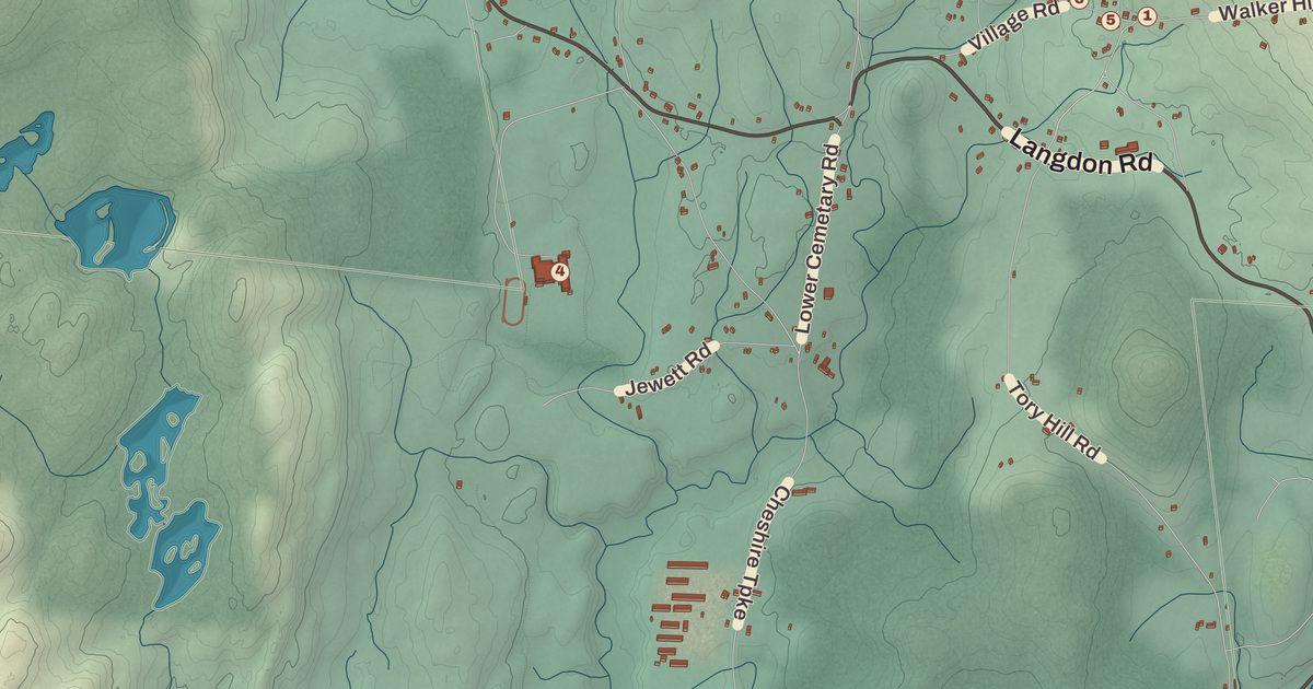 Beautifully Detailed Map of Langdon, New Hampshire