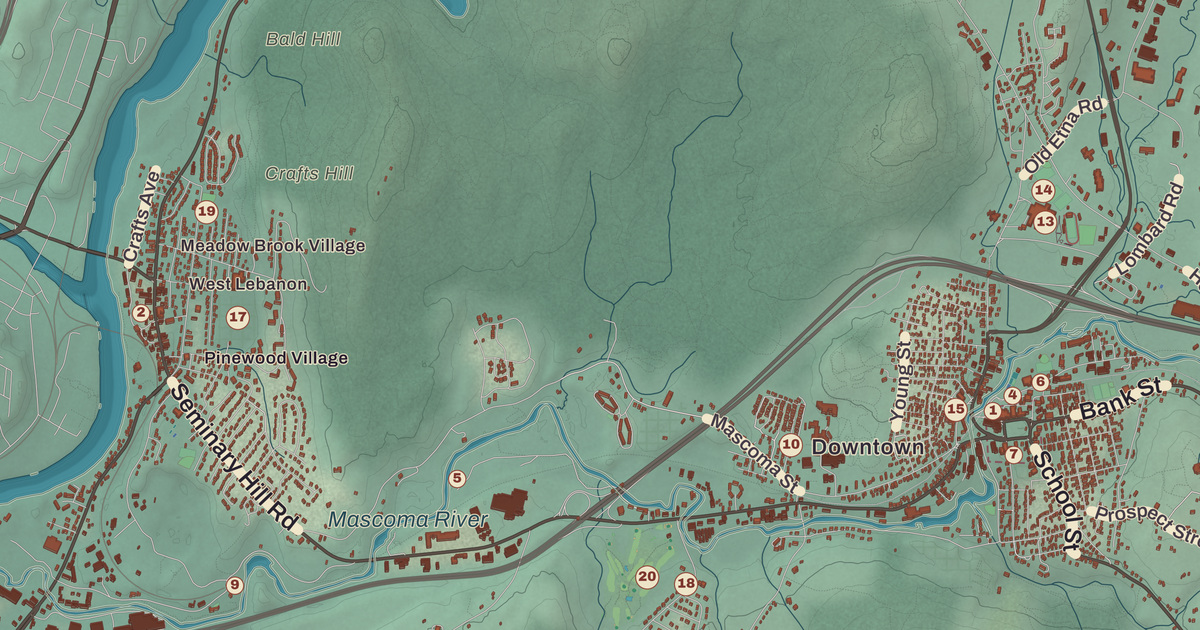 Beautifully Detailed Map of Lebanon, New Hampshire