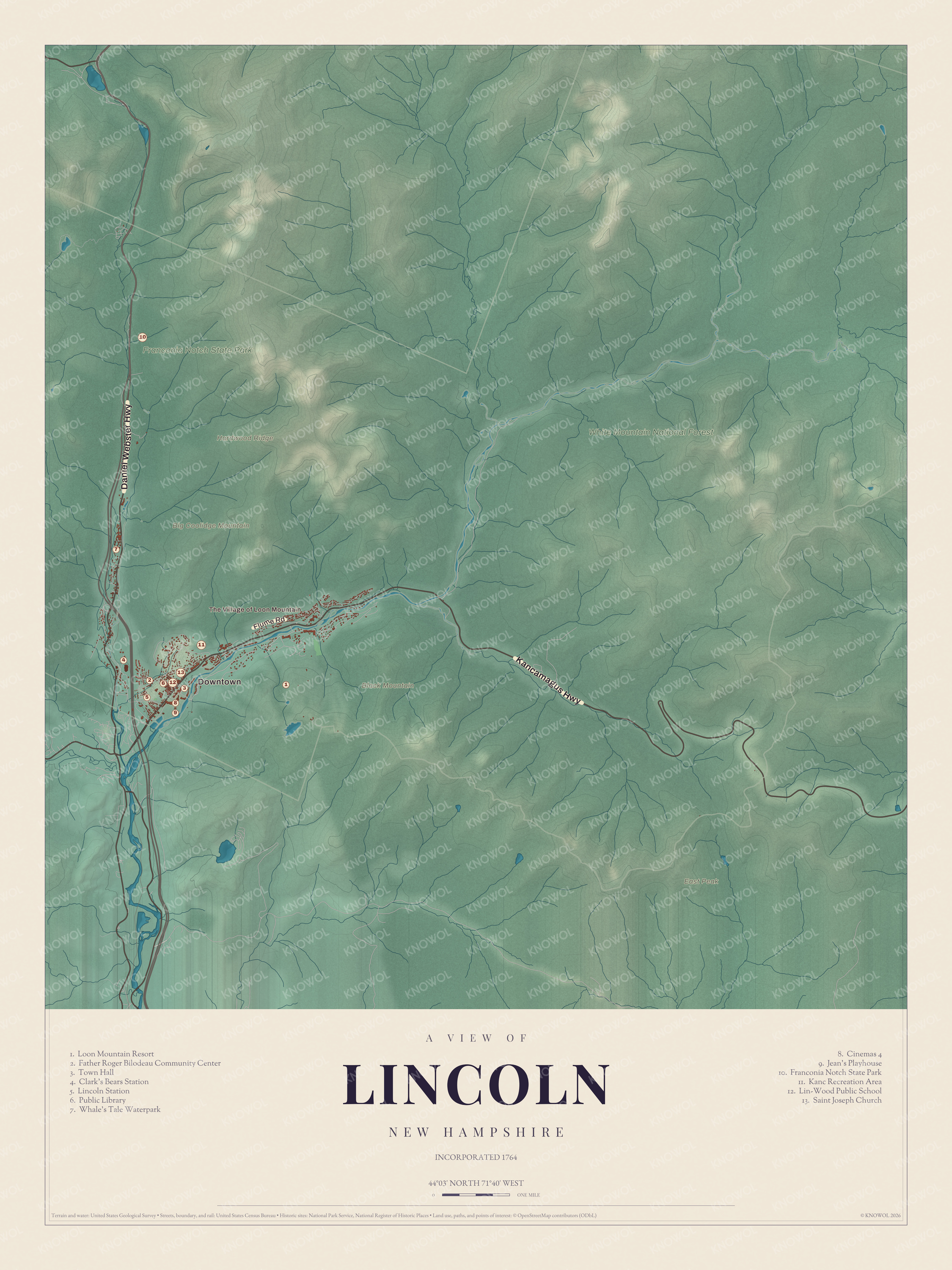 Map of Lincoln, New Hampshire