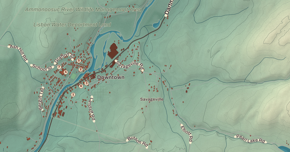 Beautifully Detailed Map of Lisbon, New Hampshire