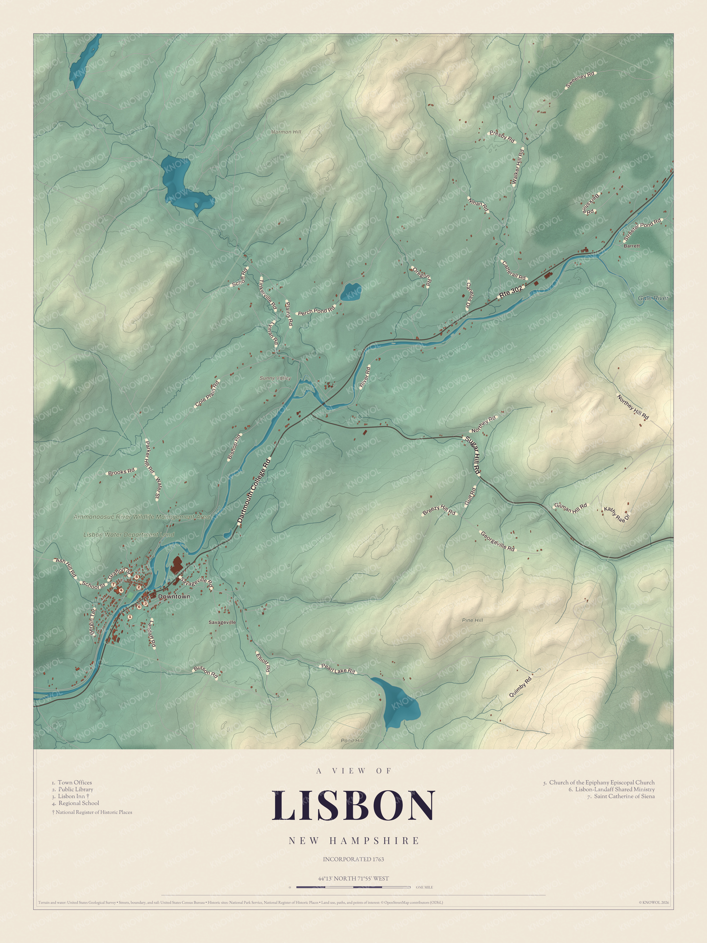 Map of Lisbon, New Hampshire