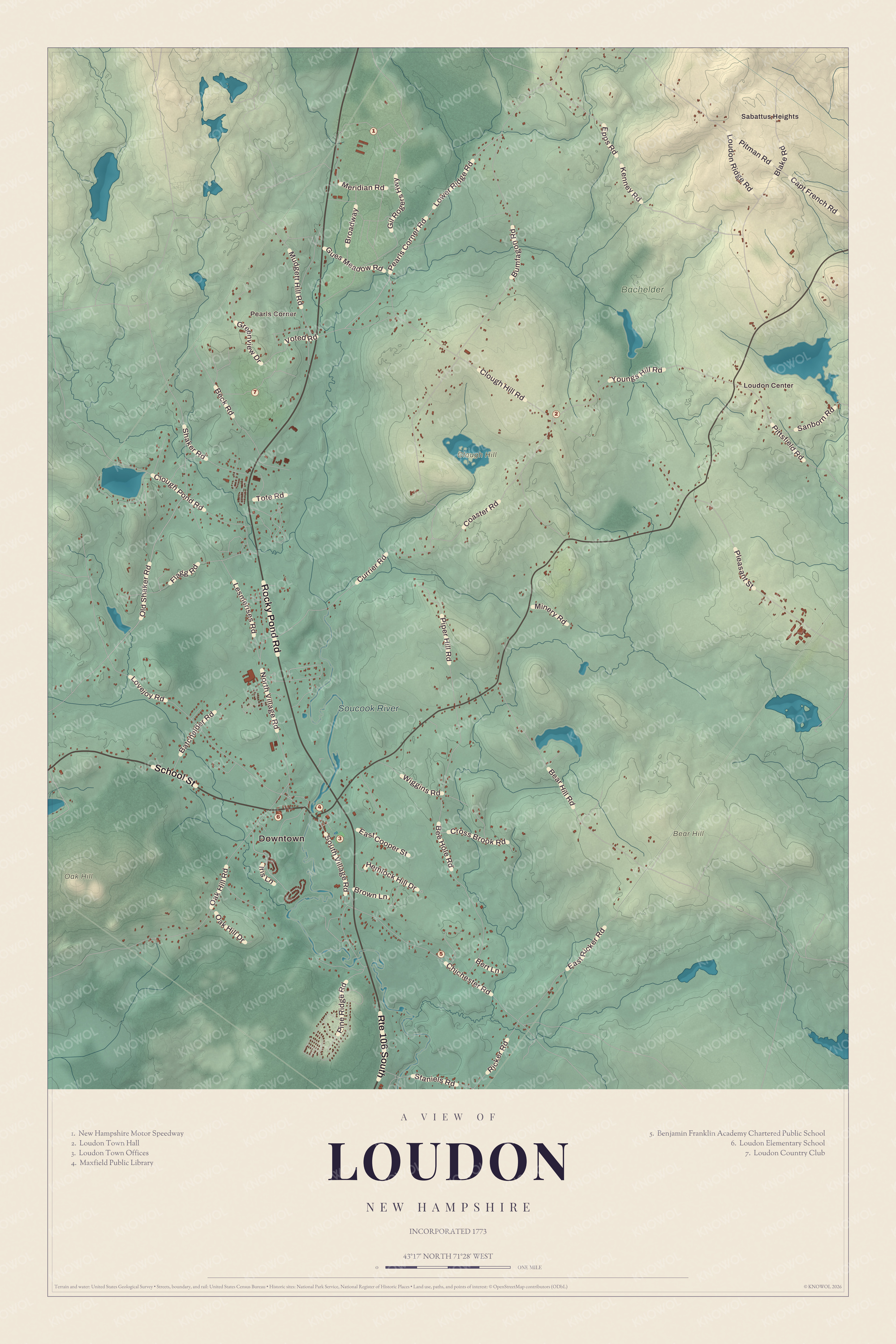 Map of Loudon, New Hampshire