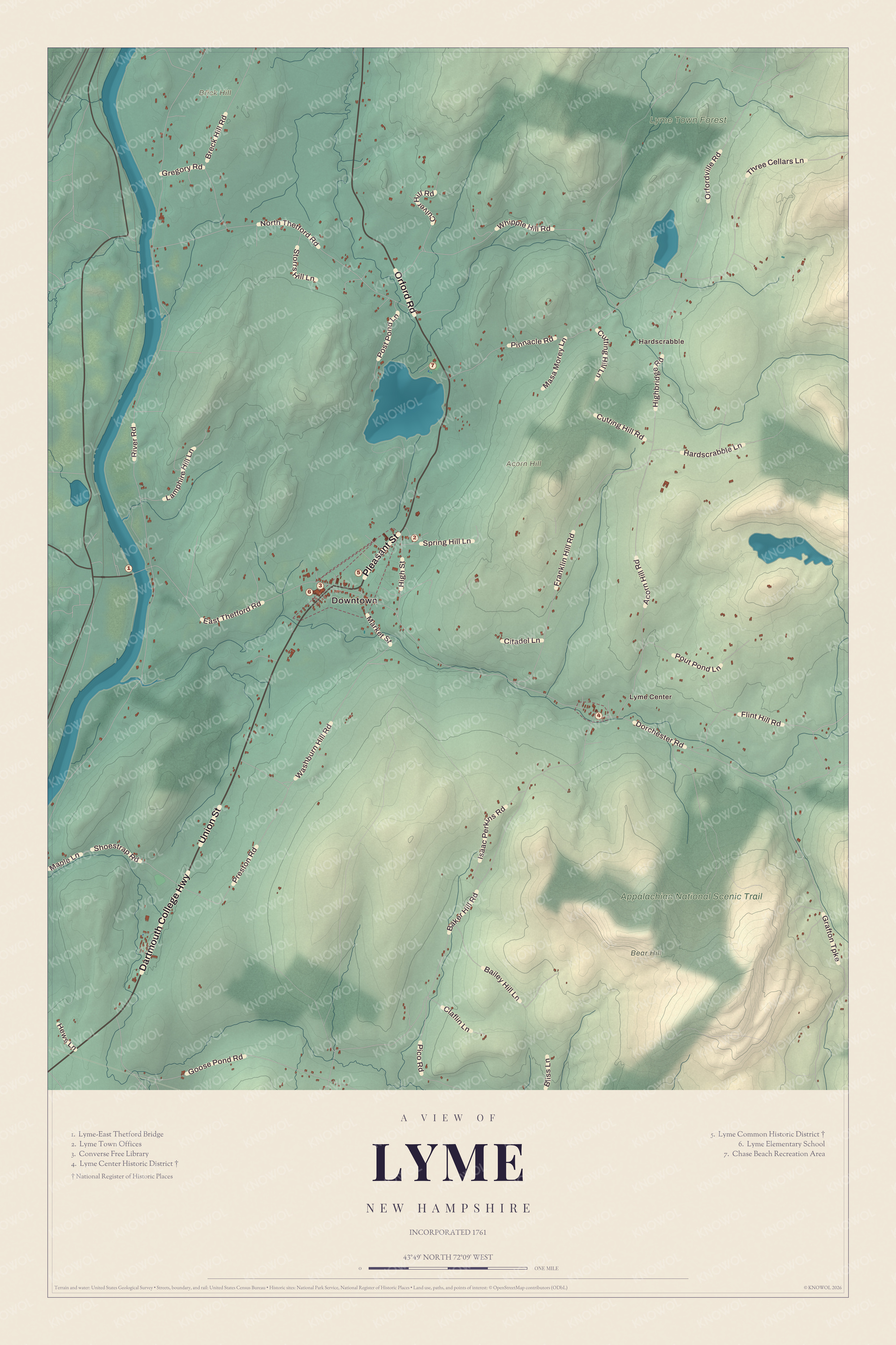 Map of Lyme, New Hampshire