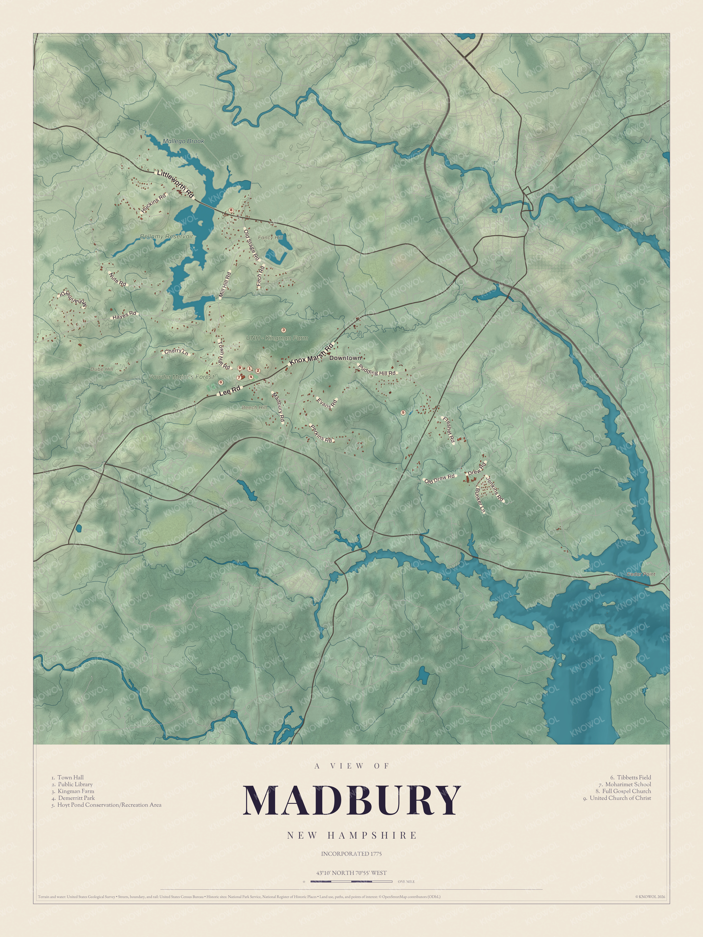 Map of Madbury, New Hampshire