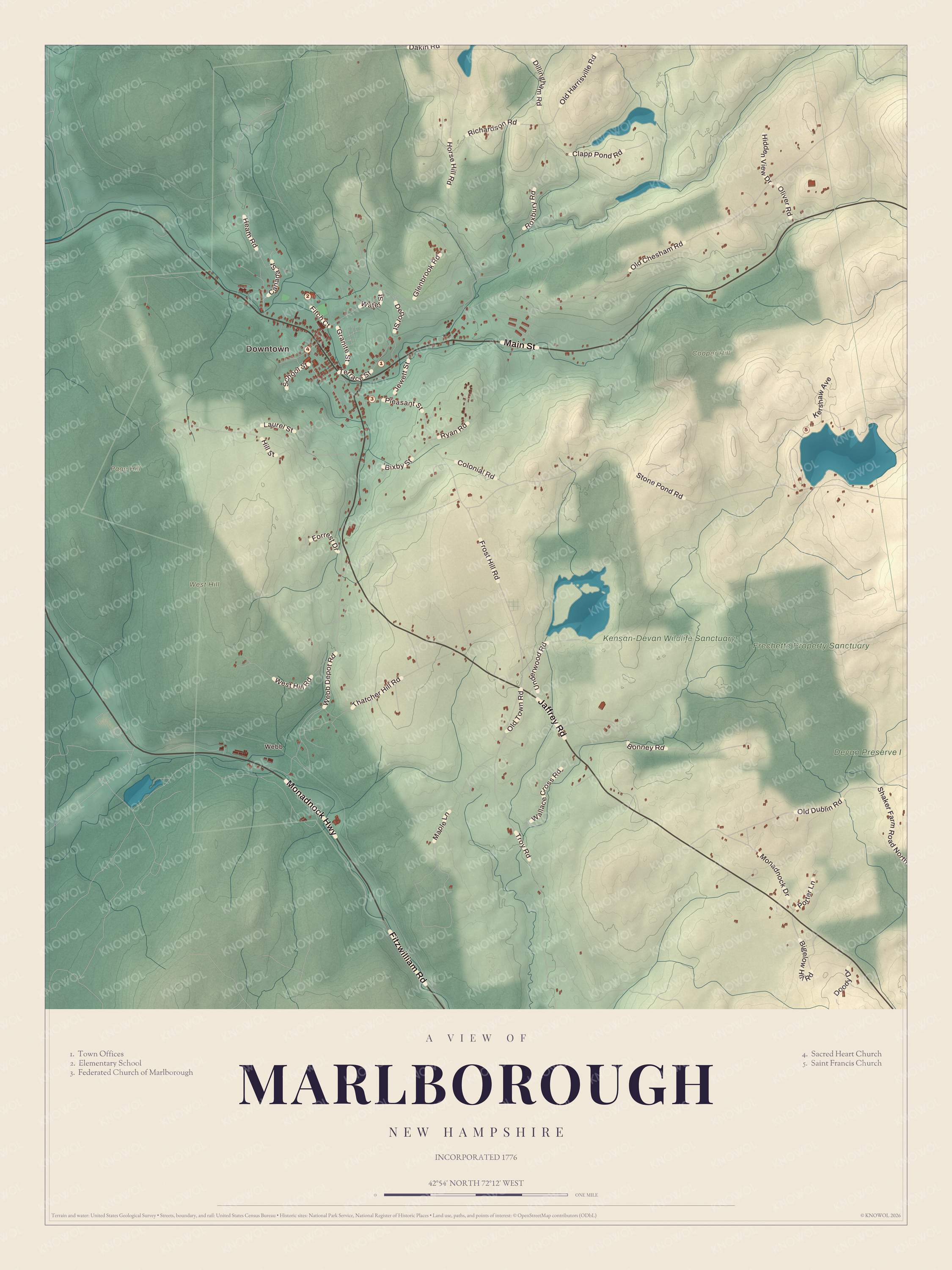Map of Marlborough, New Hampshire