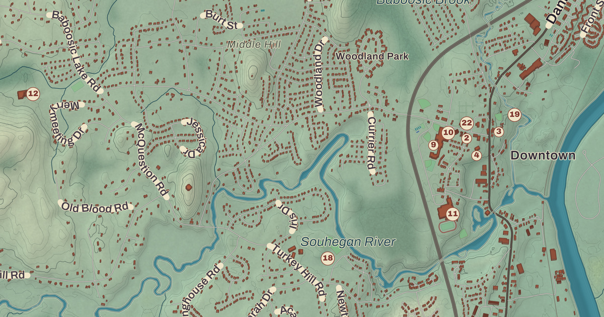 Beautifully Detailed Map of Merrimack, New Hampshire