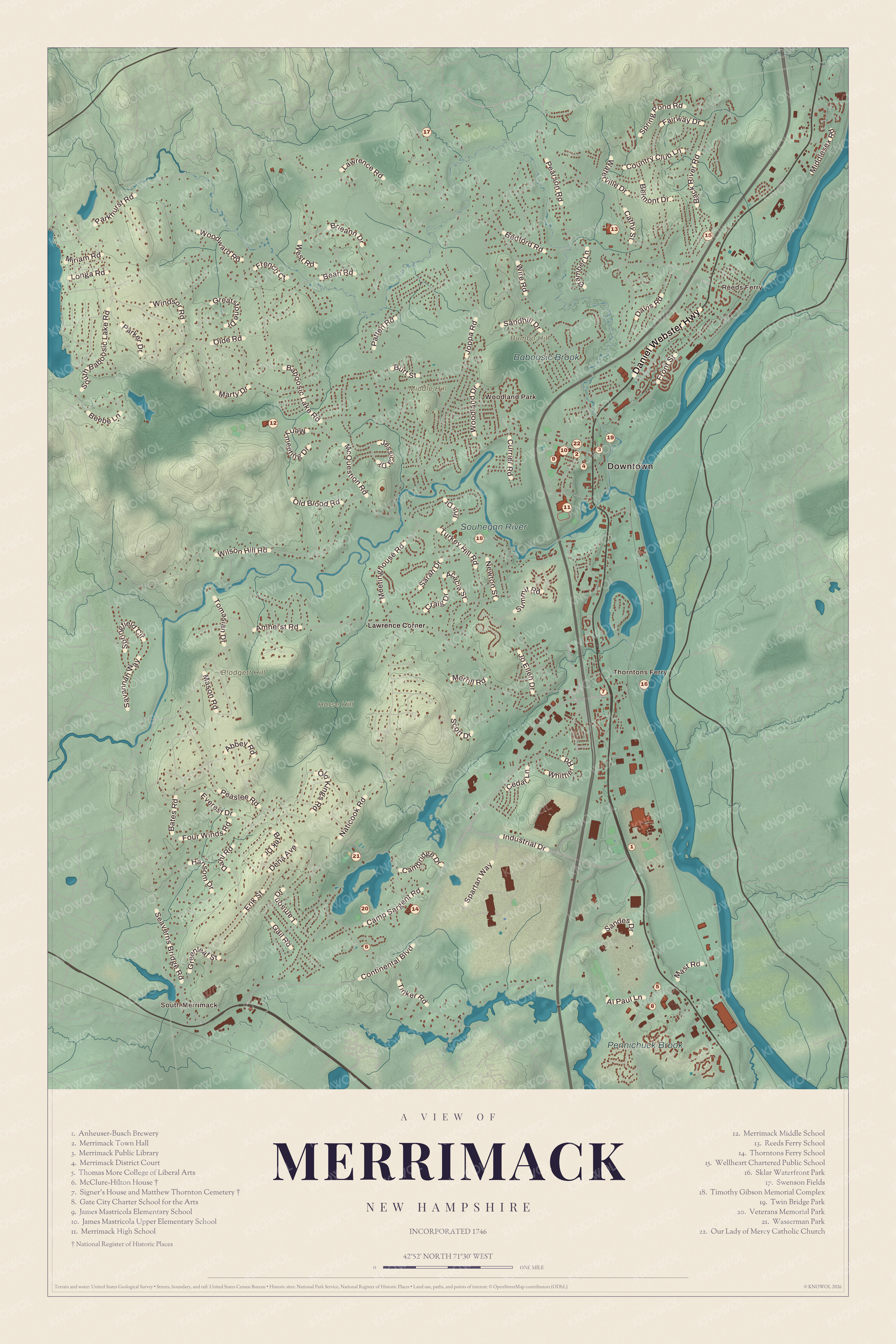 Map of Merrimack, New Hampshire