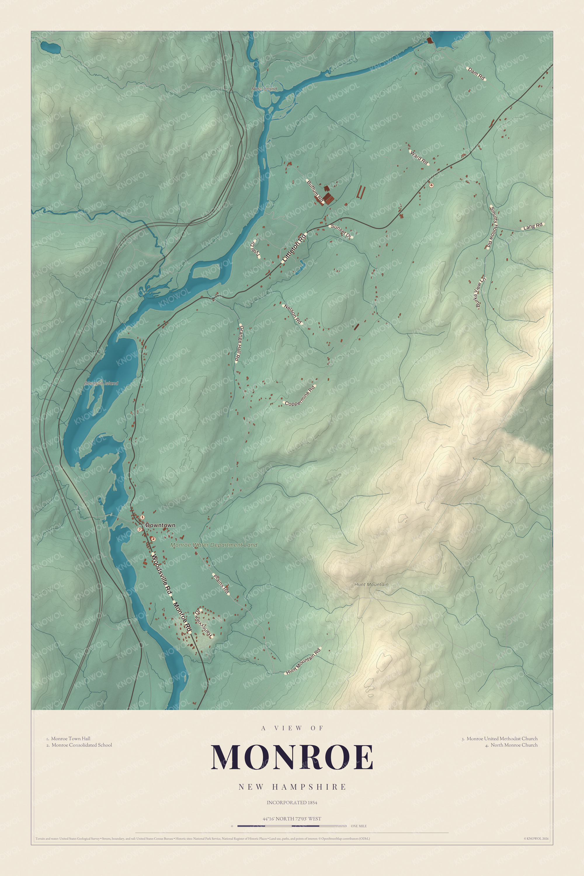Map of Monroe, New Hampshire