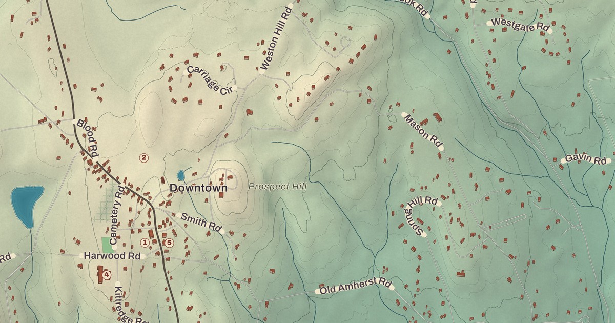 Beautifully Detailed Map of Mont Vernon, New Hampshire