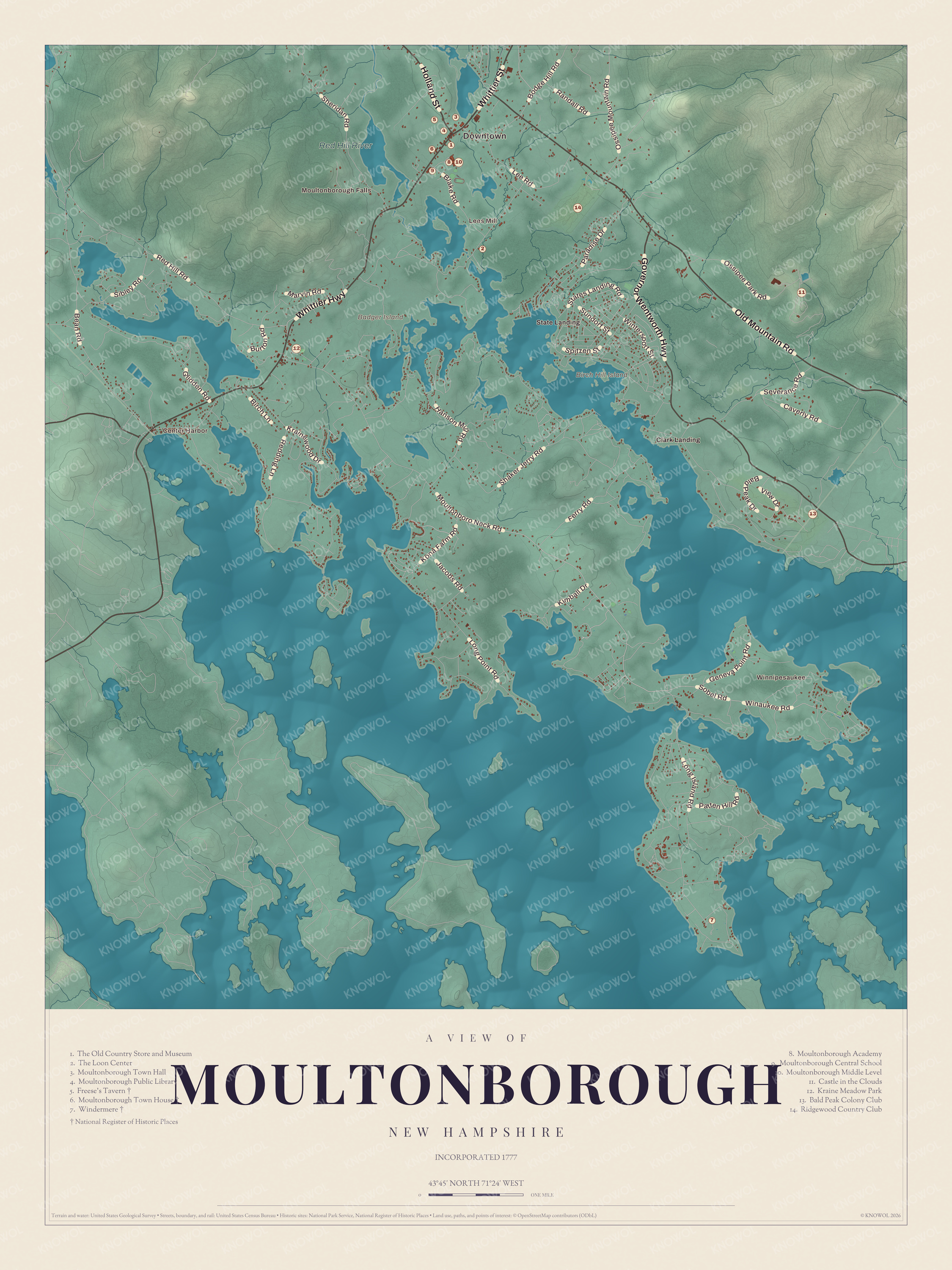 Map of Moultonborough, New Hampshire