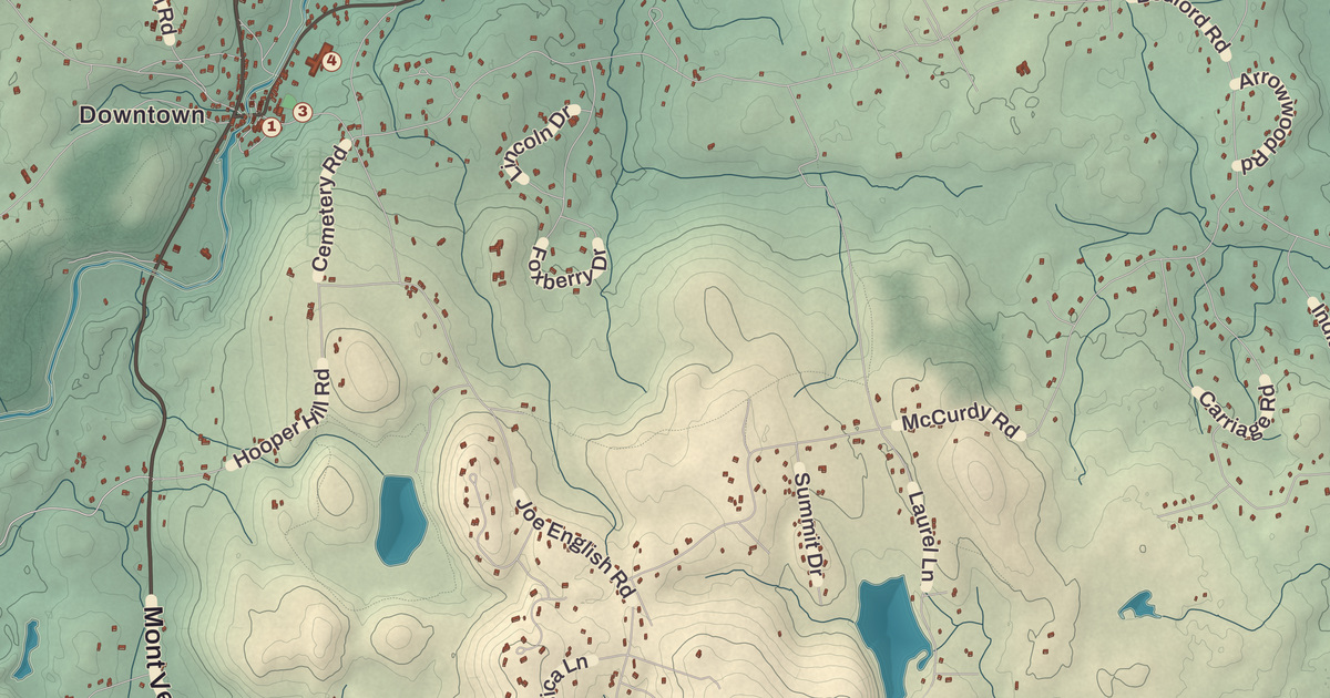 Beautifully Detailed Map of New Boston, New Hampshire