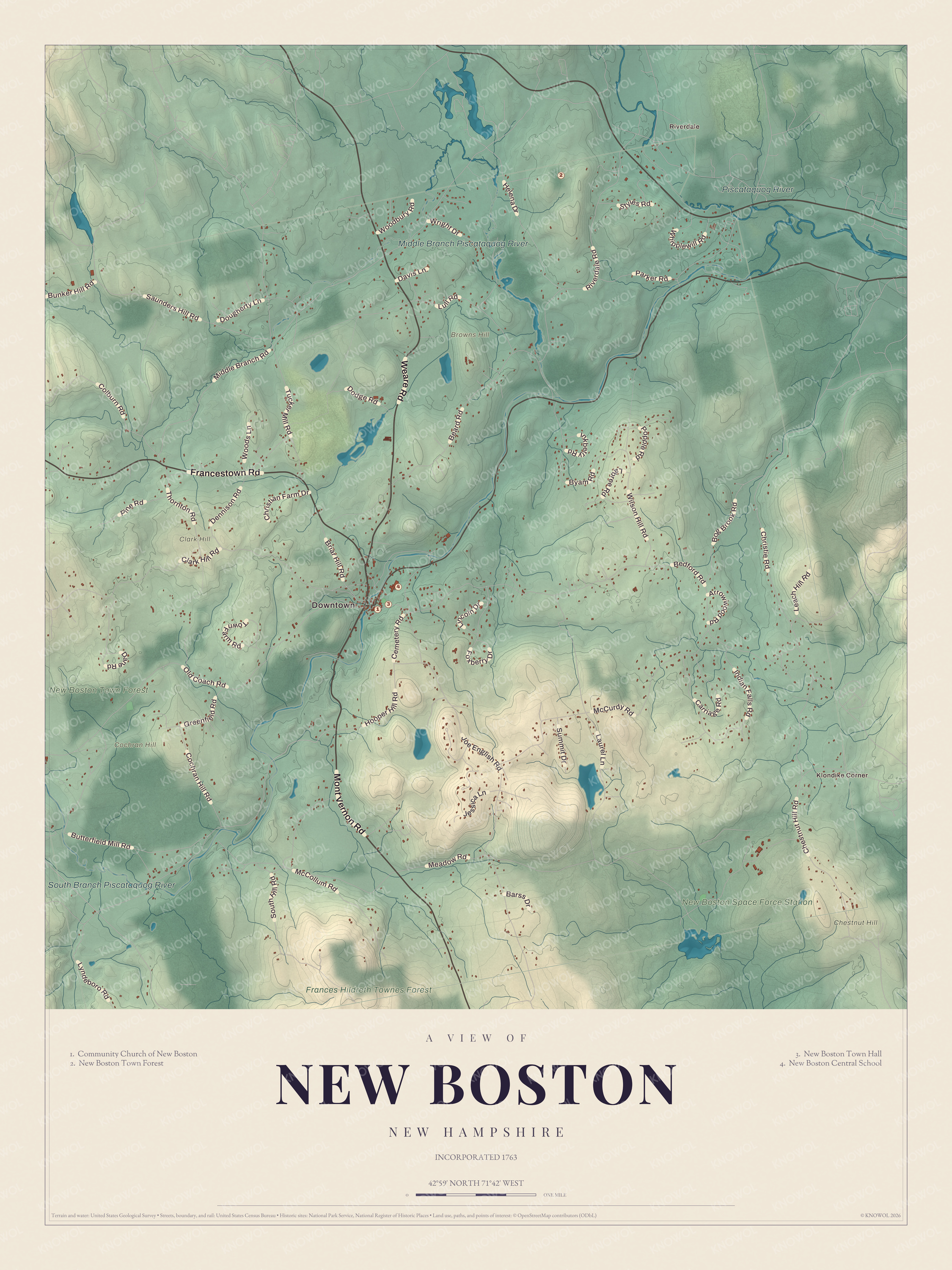Map of New Boston, New Hampshire