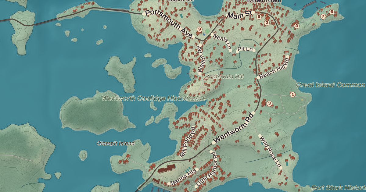 Beautifully Detailed Map of New Castle, New Hampshire