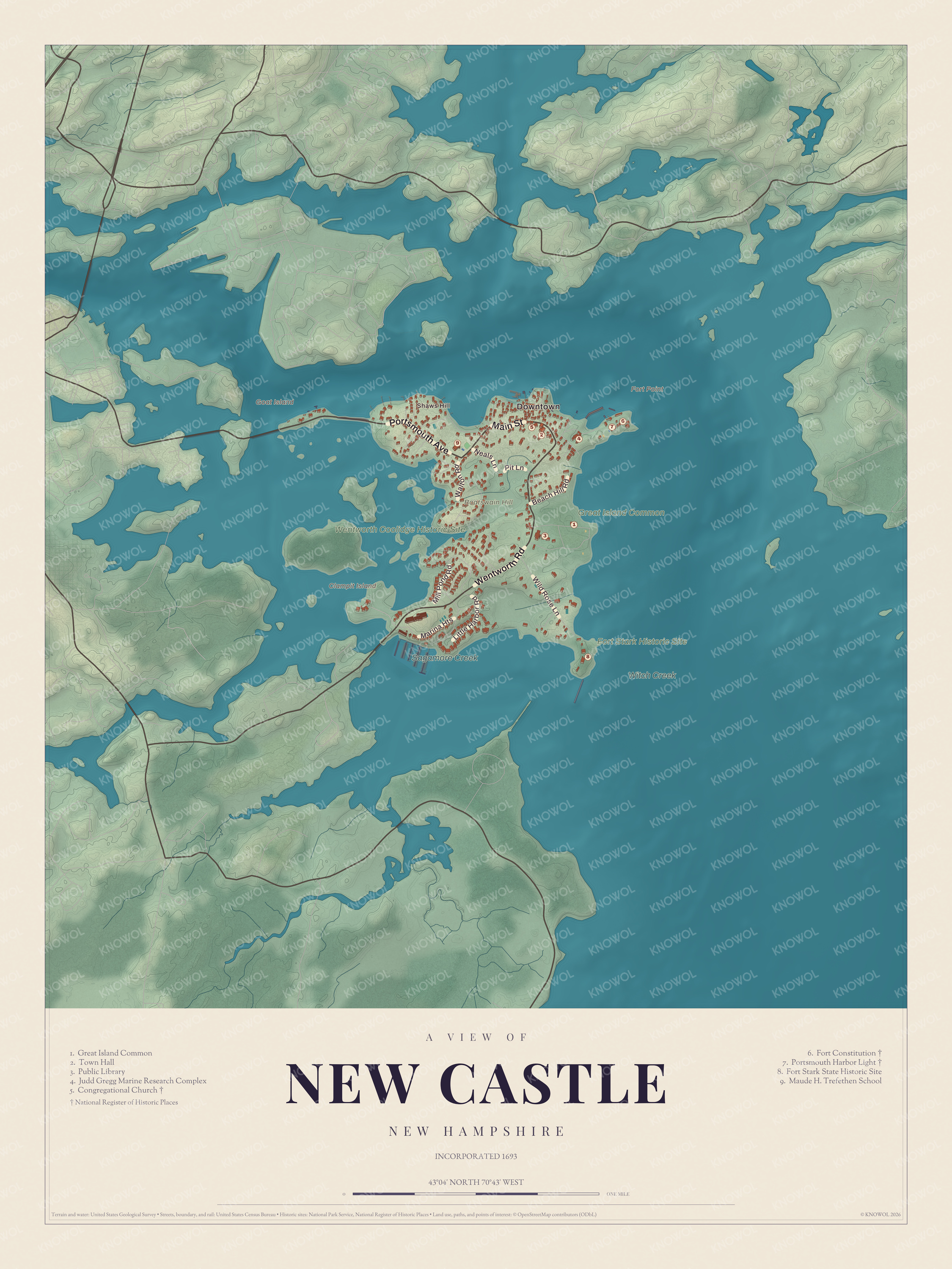 Map of New Castle, New Hampshire