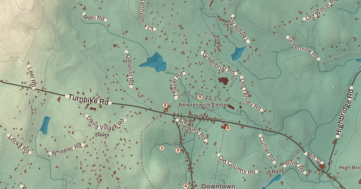 Beautifully Detailed Map of New Ipswich, New Hampshire