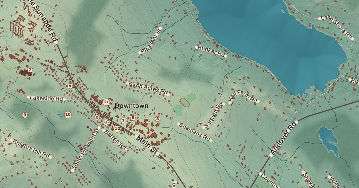Beautifully Detailed Map of New London, New Hampshire