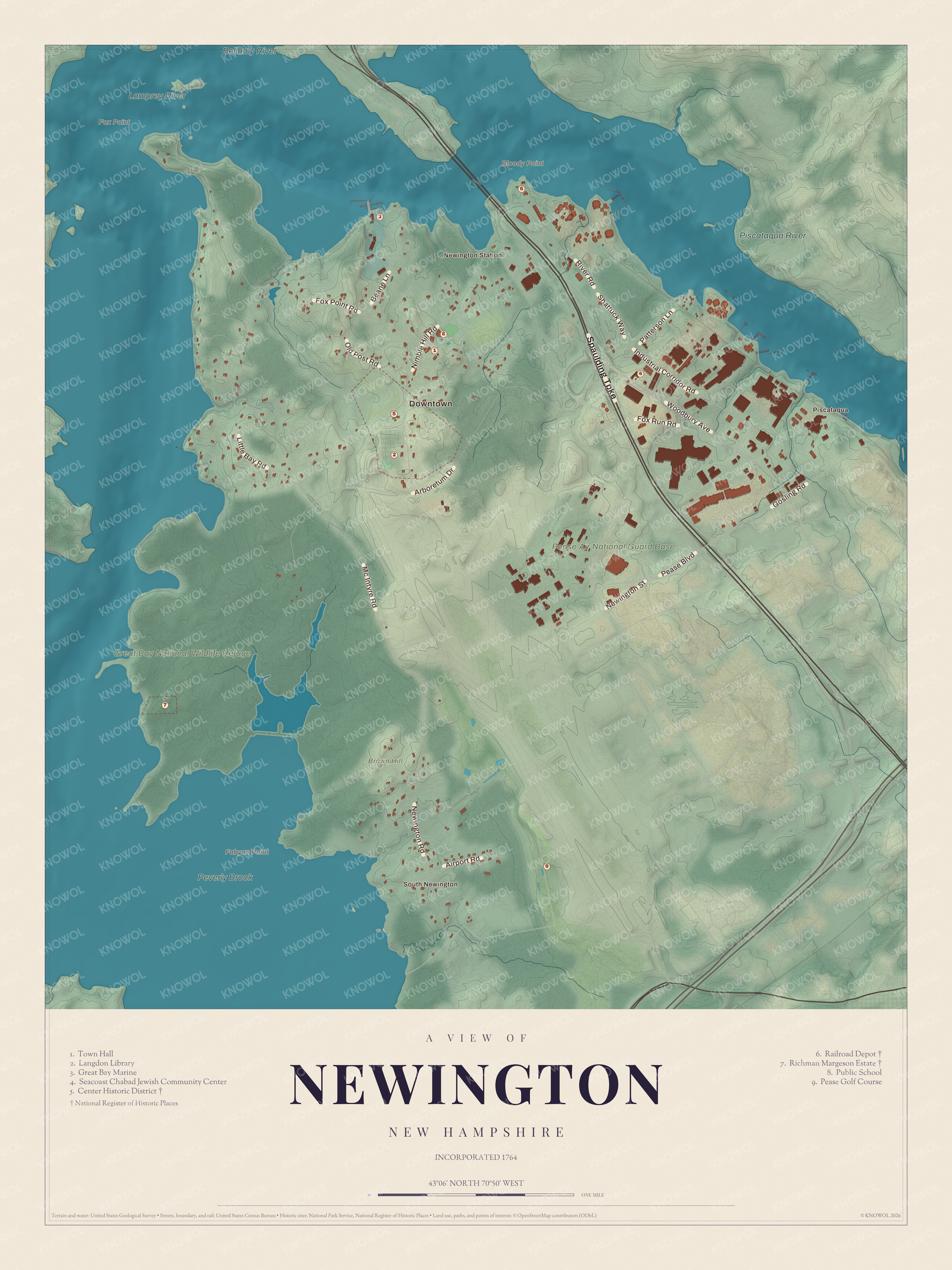 Map of Newington, New Hampshire