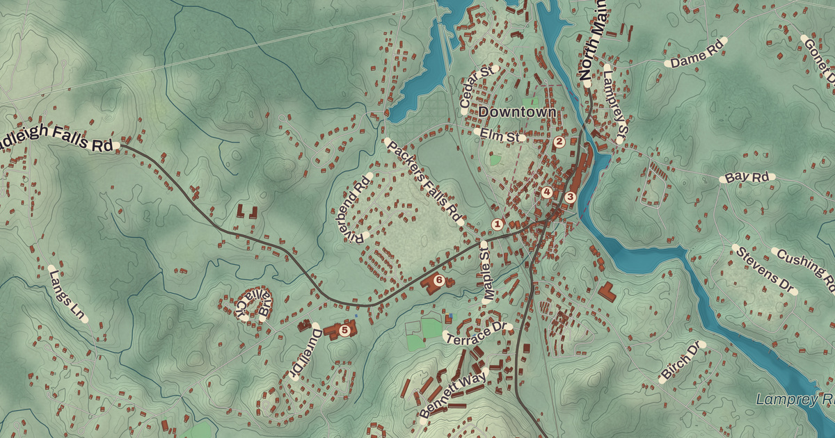 Beautifully Detailed Map of Newmarket, New Hampshire