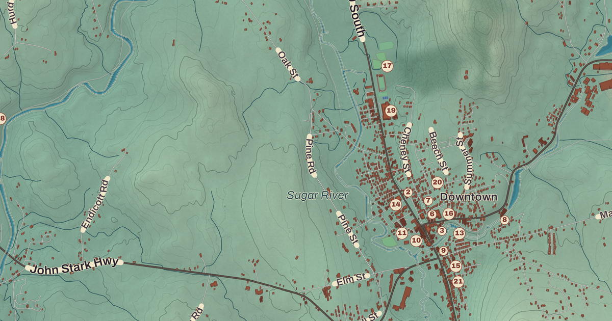 Beautifully Detailed Map of Newport, New Hampshire