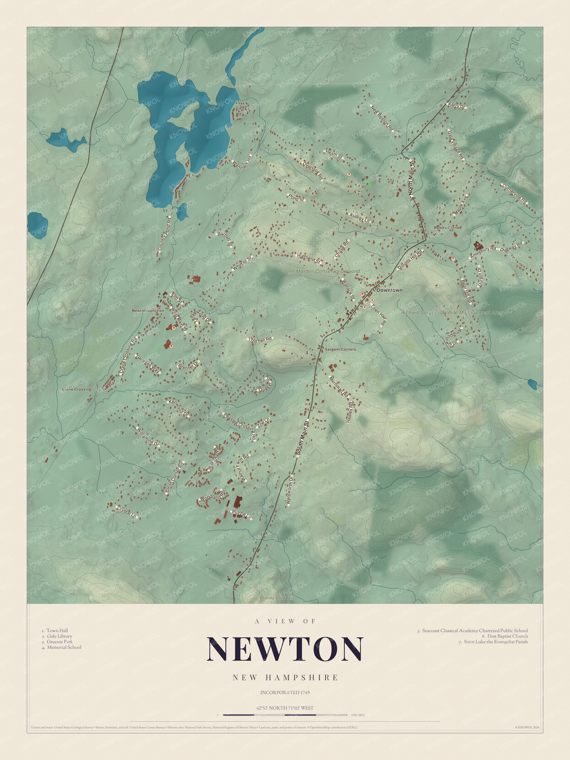 Map of Newton, New Hampshire