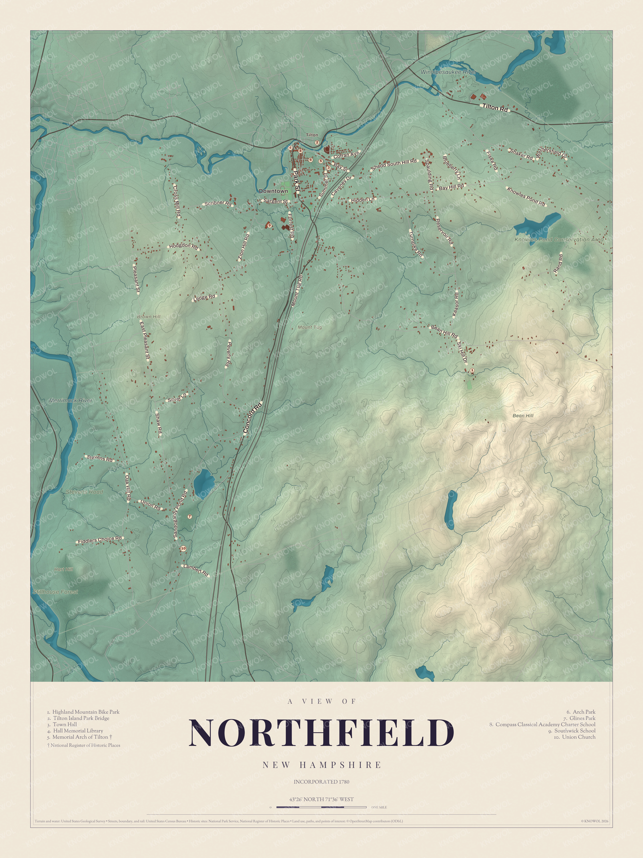 Map of Northfield, New Hampshire