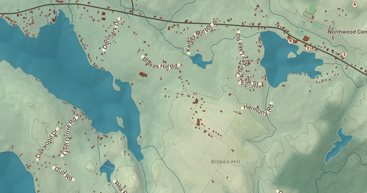 Beautifully Detailed Map of Northwood, New Hampshire