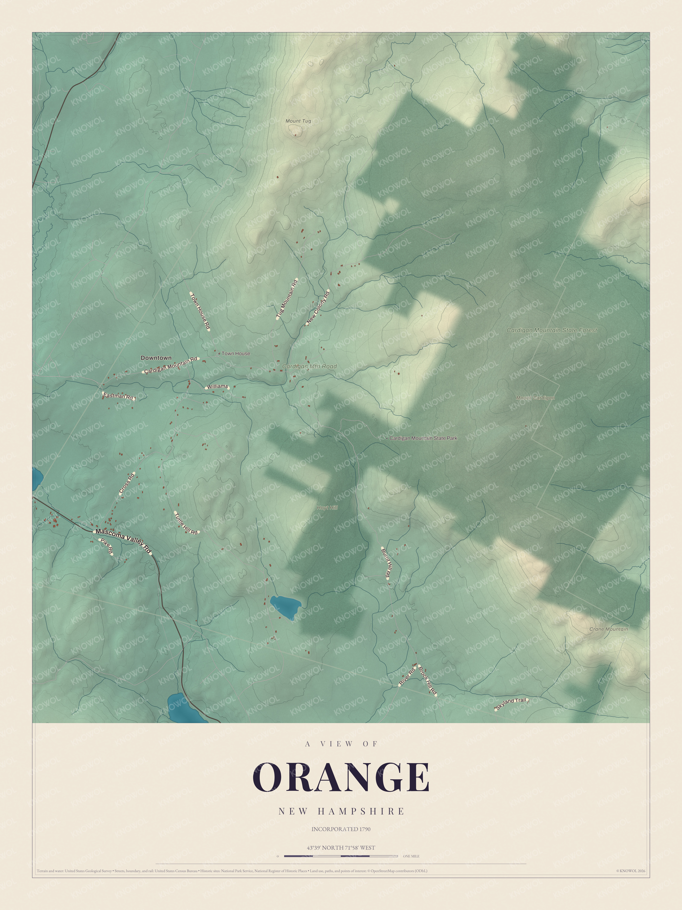 Map of Orange, New Hampshire