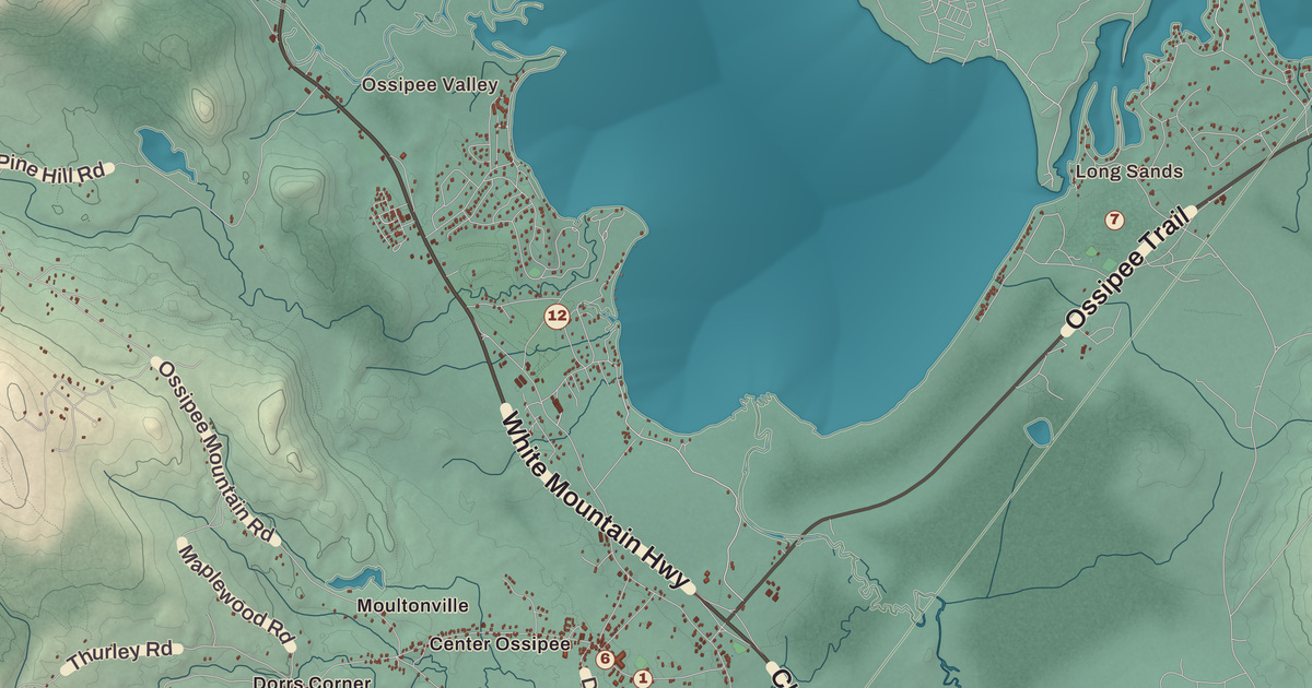 Beautifully Detailed Map of Ossipee, New Hampshire