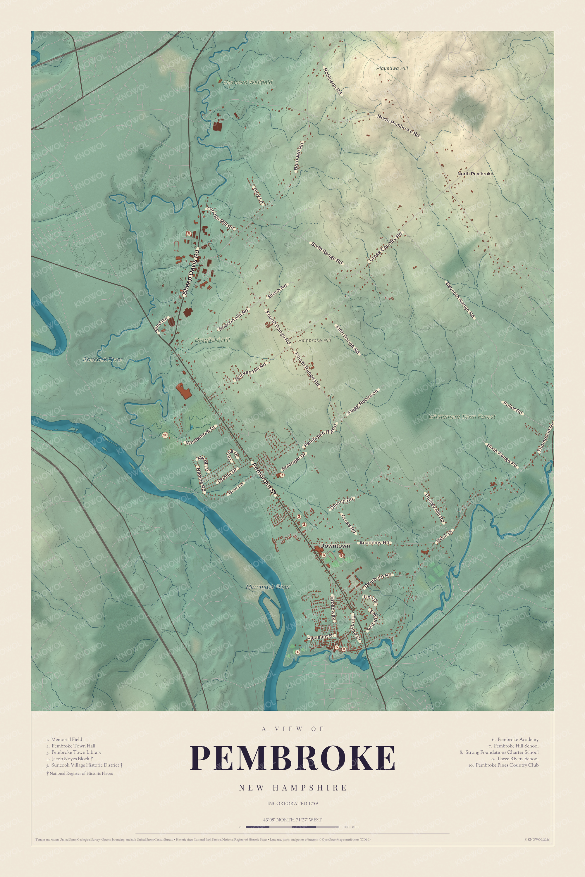 Map of Pembroke, New Hampshire