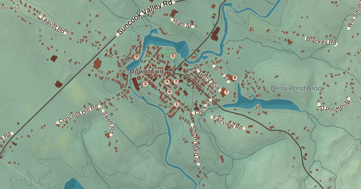 Beautifully Detailed Map of Pittsfield, New Hampshire