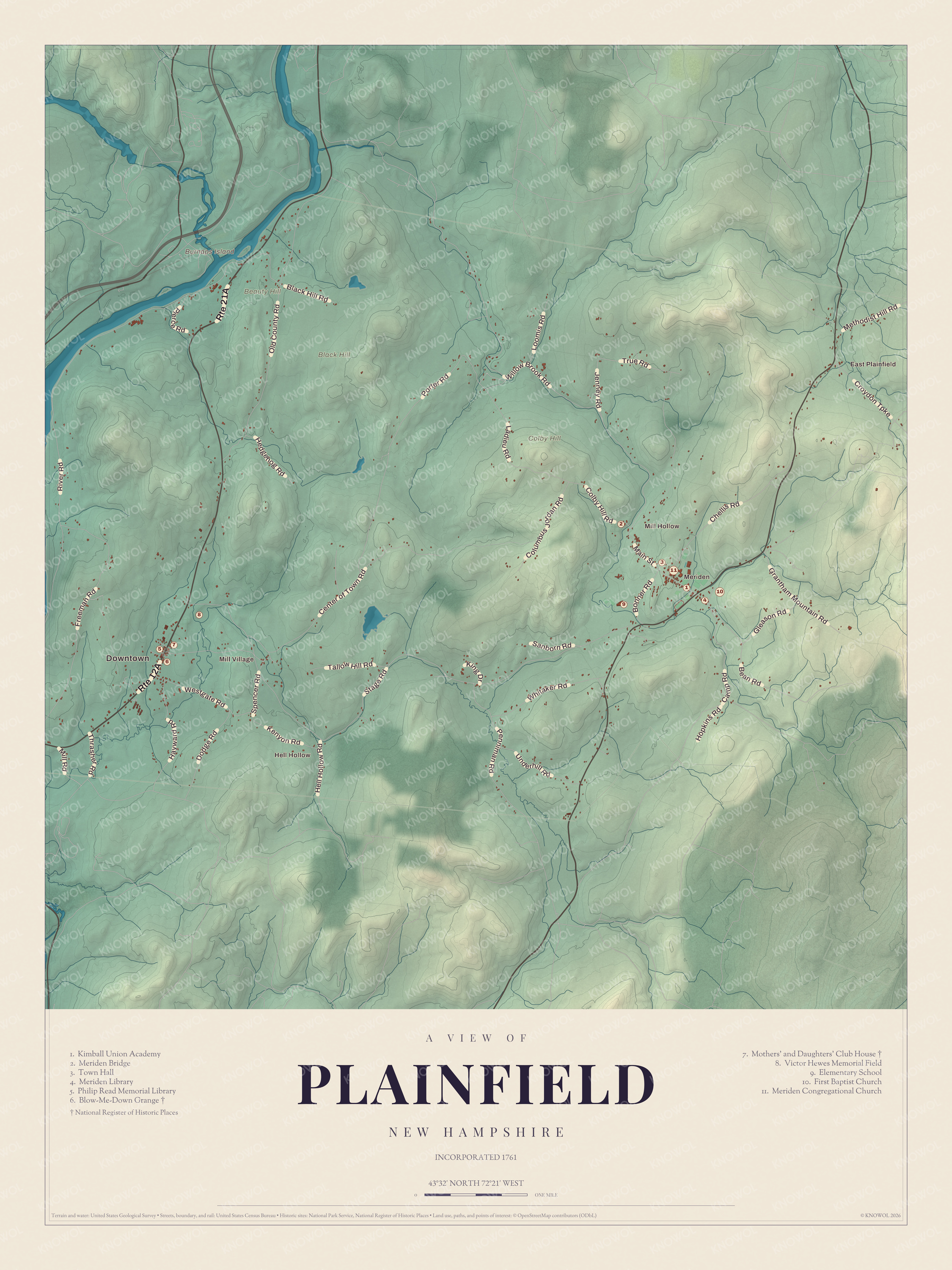 Map of Plainfield, New Hampshire