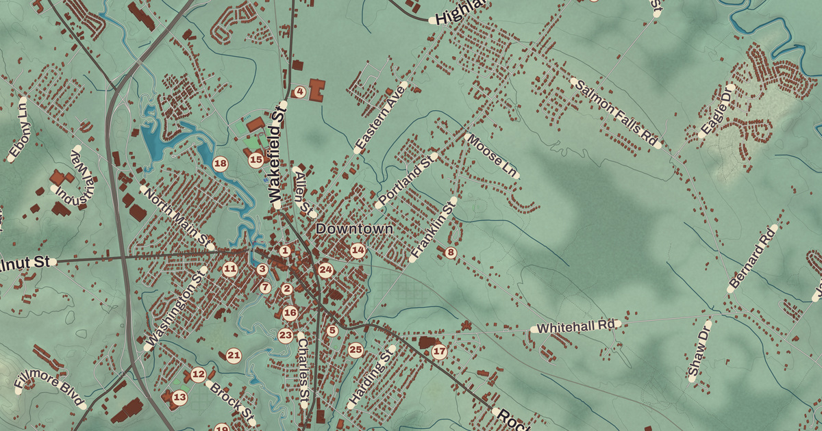 Beautifully Detailed Map of Rochester, New Hampshire