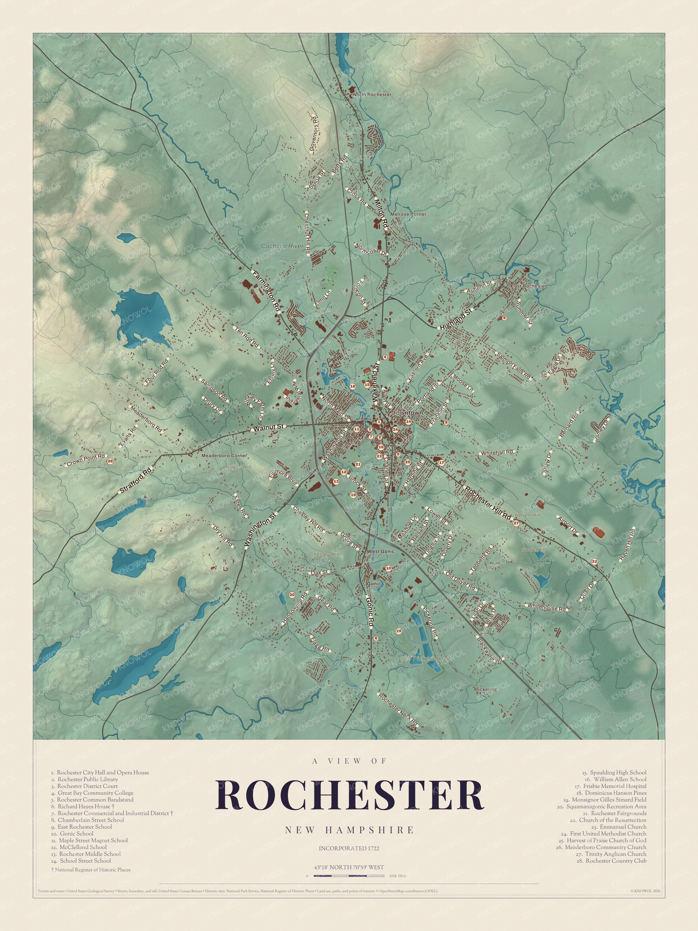 Map of Rochester, New Hampshire