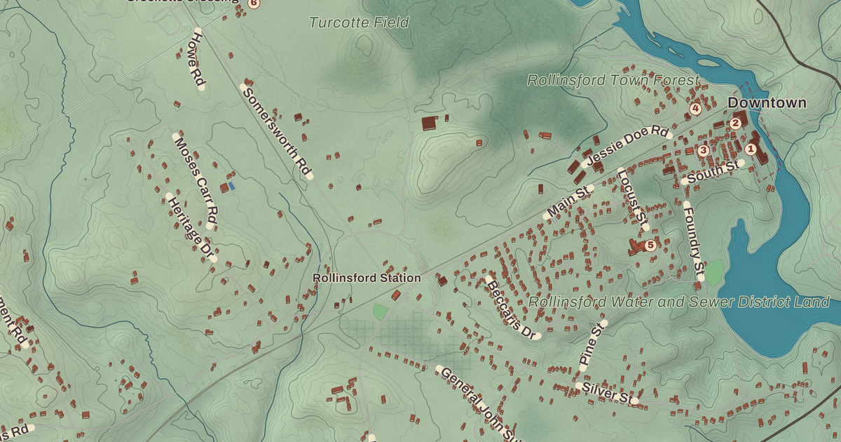 Beautifully Detailed Map of Rollinsford, New Hampshire