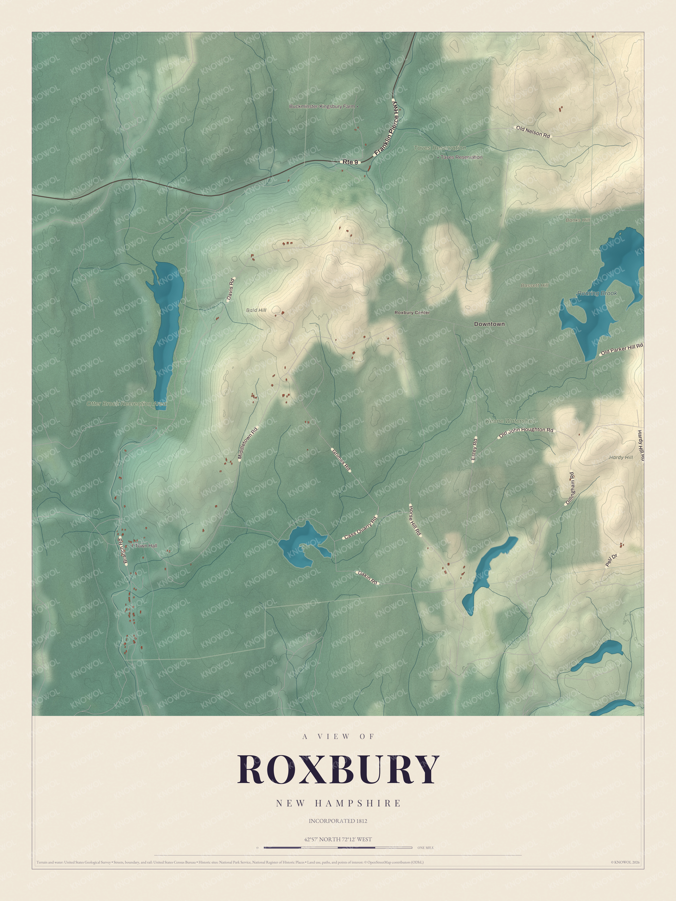 Map of Roxbury, New Hampshire