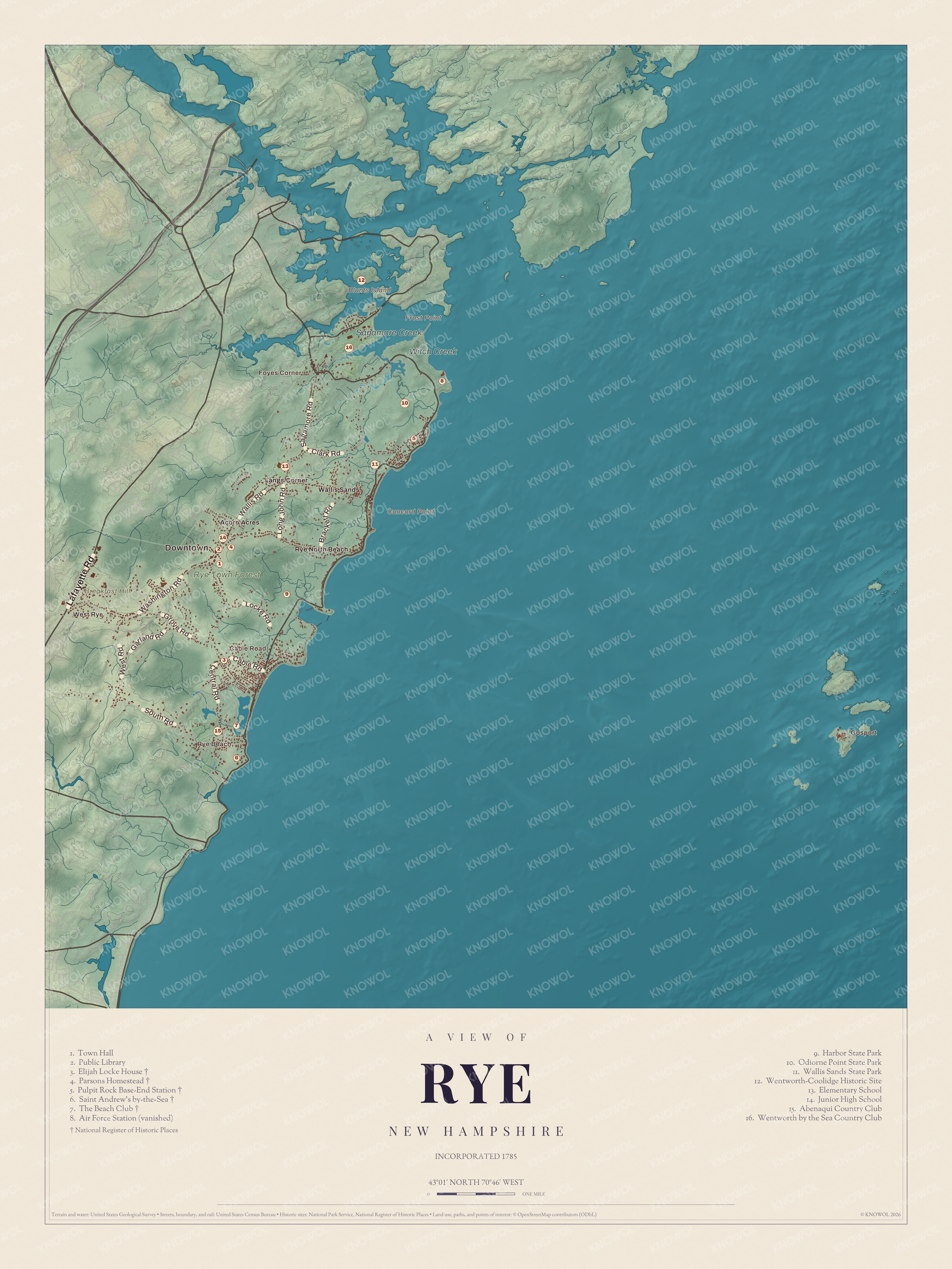 Map of Rye, New Hampshire