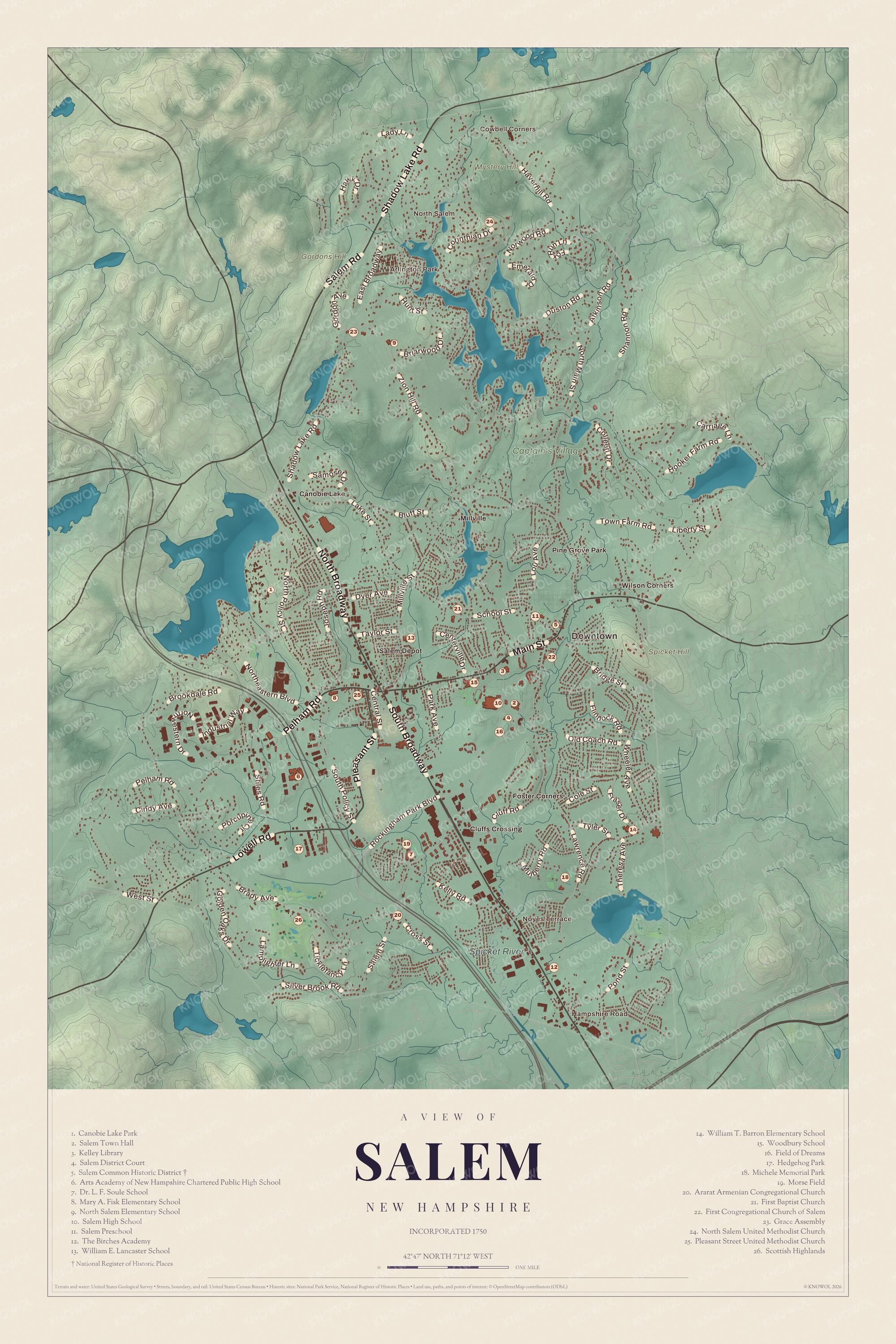 Map of Salem, New Hampshire