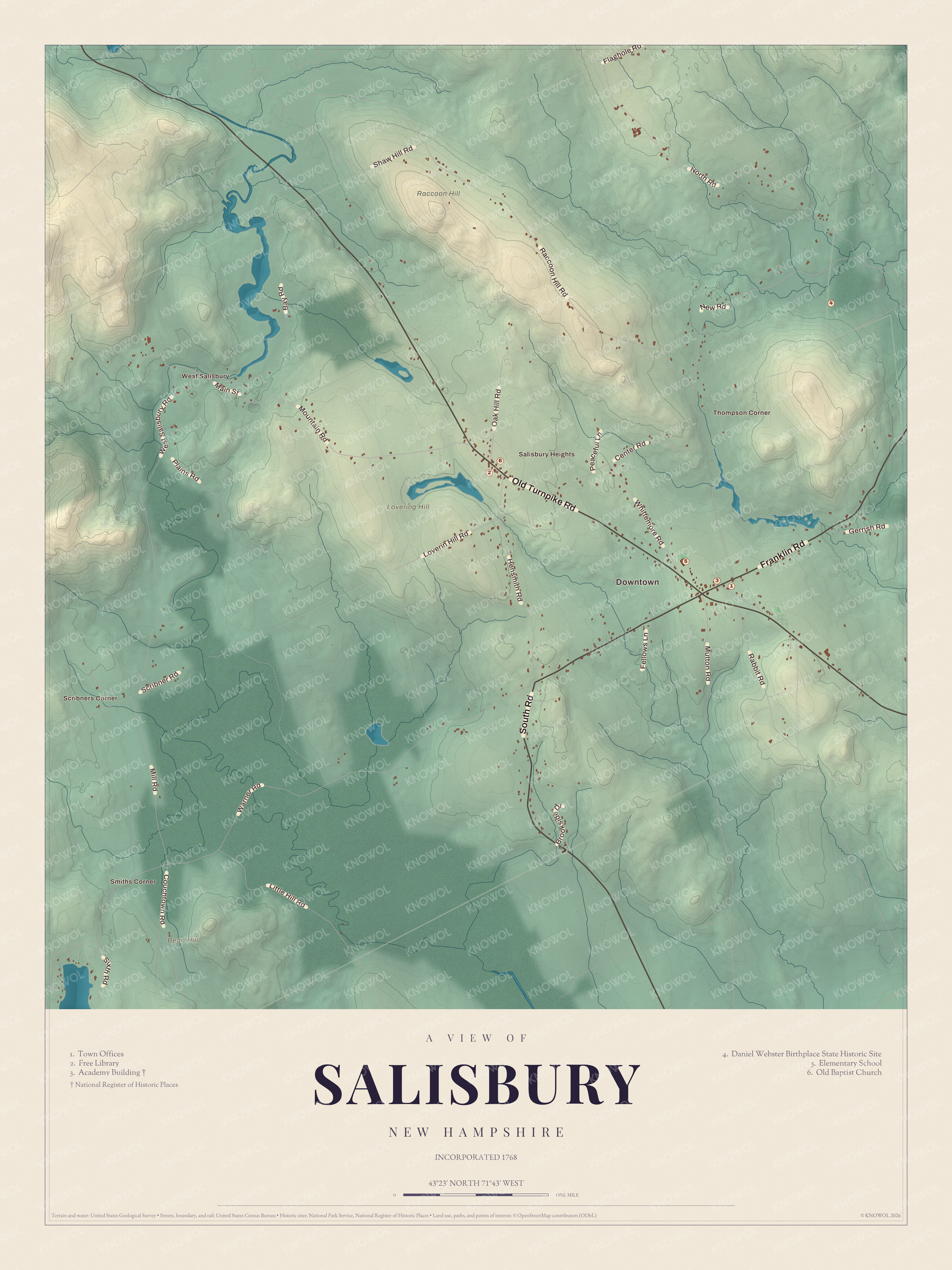 Map of Salisbury, New Hampshire