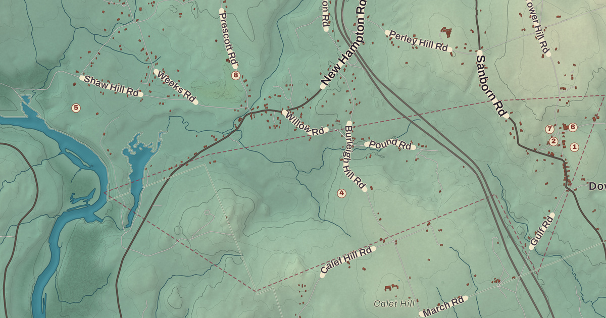 Beautifully Detailed Map of Sanbornton, New Hampshire