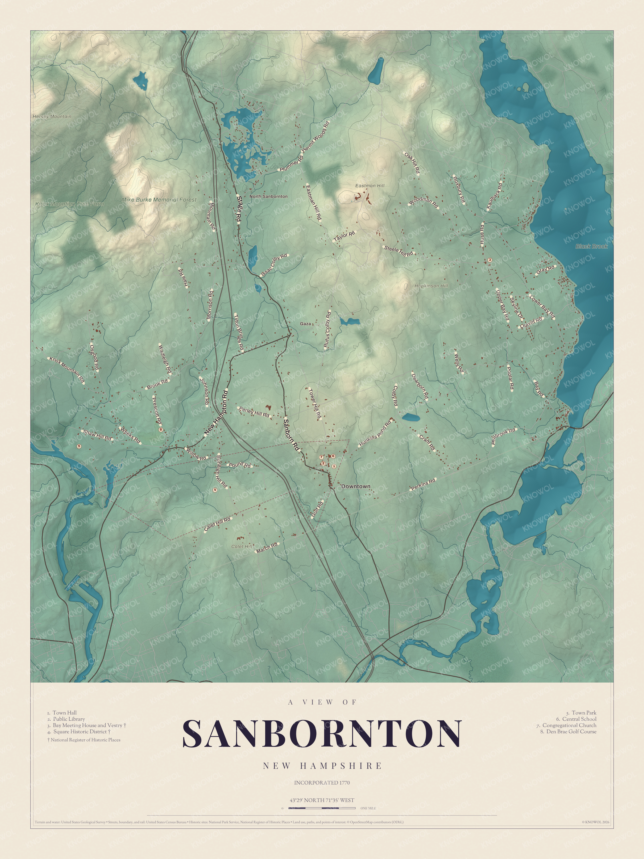 Map of Sanbornton, New Hampshire
