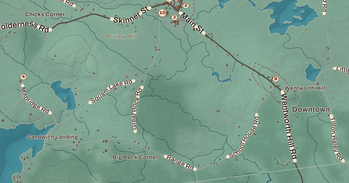 Beautifully Detailed Map of Sandwich, New Hampshire