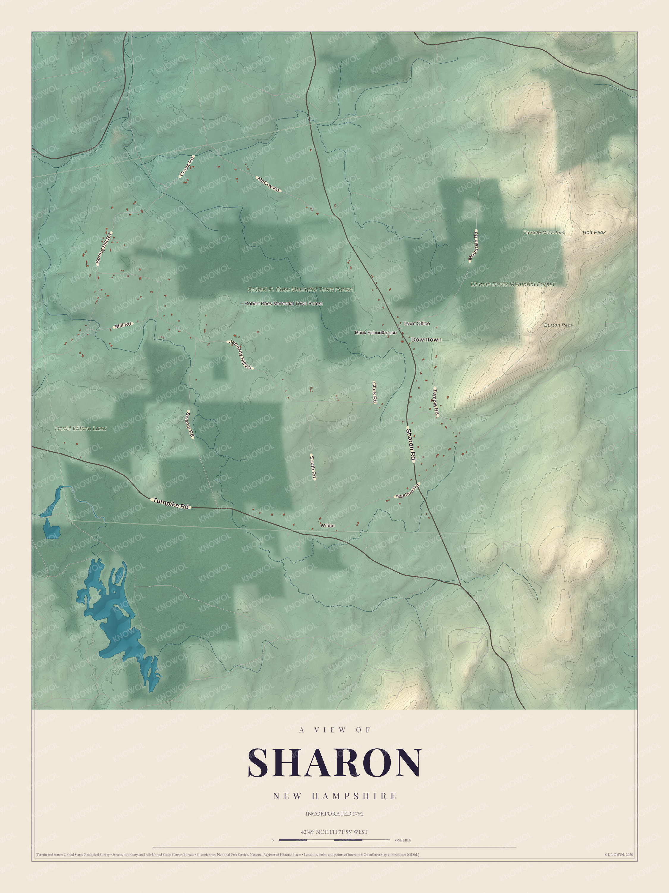 Map of Sharon, New Hampshire