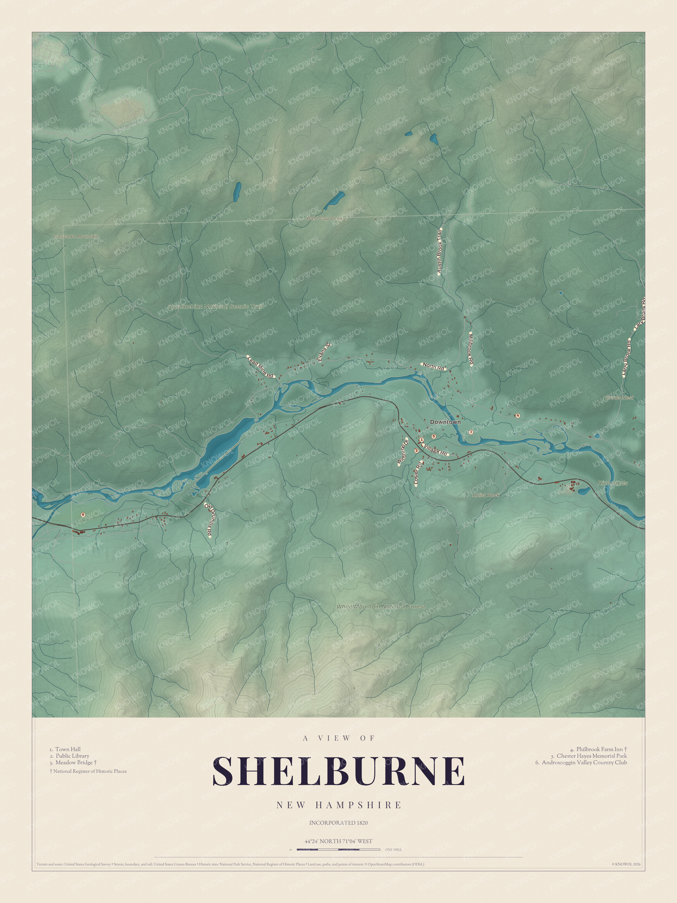 Map of Shelburne, New Hampshire