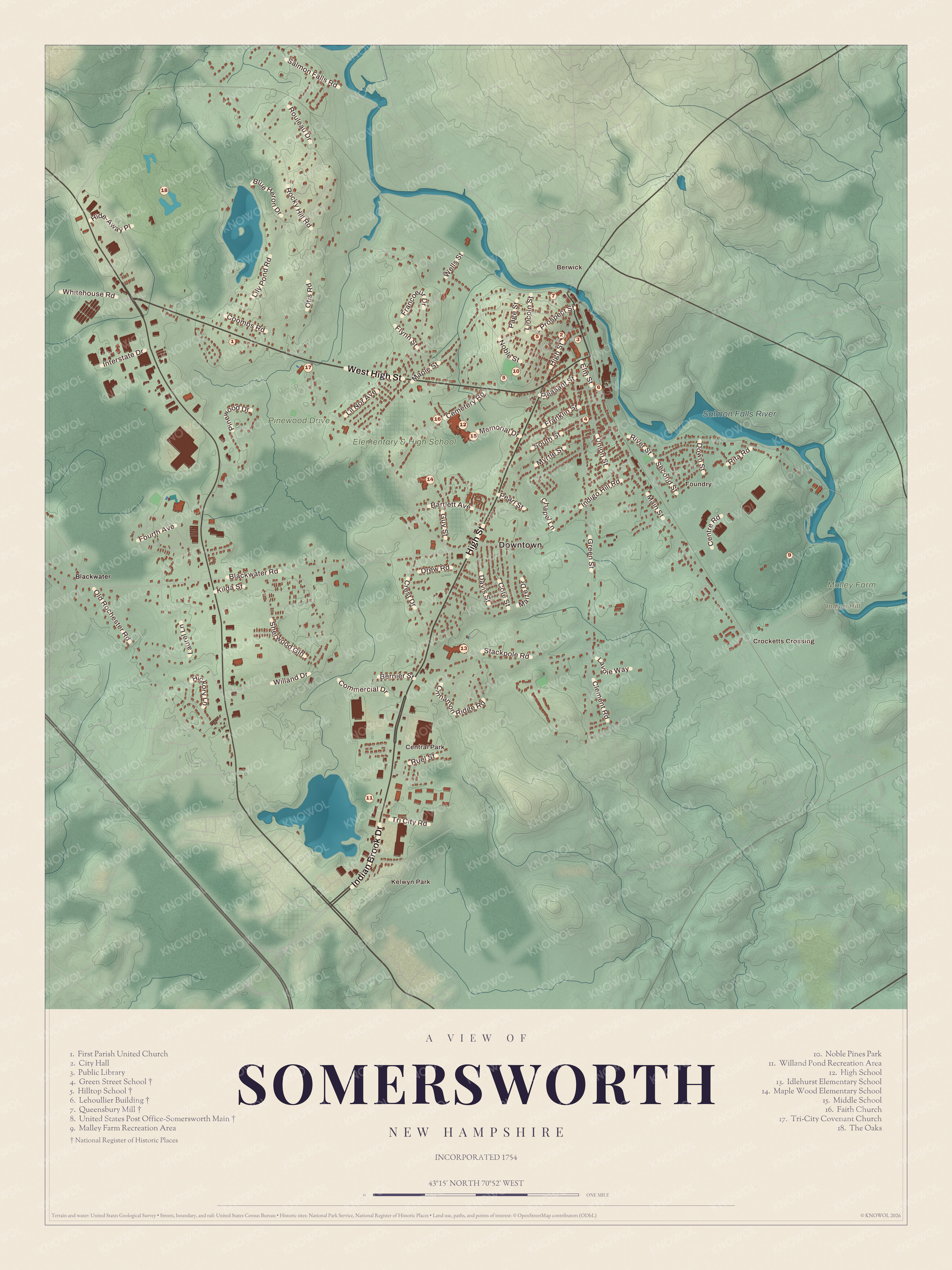 Map of Somersworth, New Hampshire