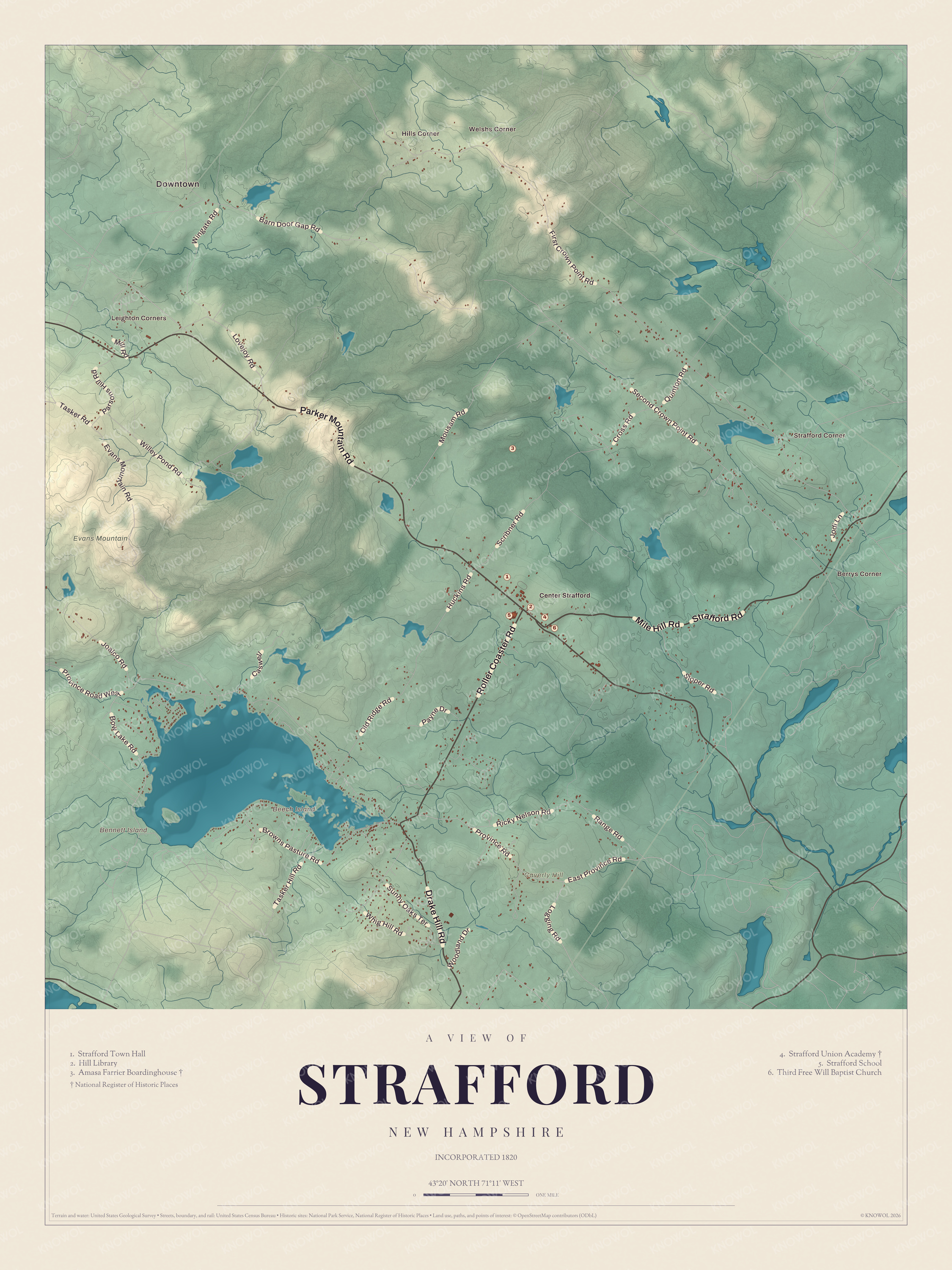 Map of Strafford, New Hampshire